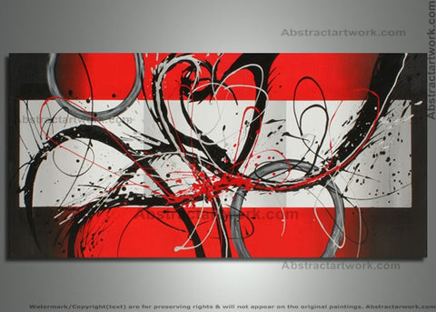 Red Abstract Artwork - Single Panel 331 - 48x24in
