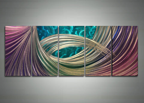 Abstract Purple Blue Metal Wall Art 60 x 24in