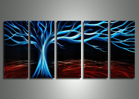 Blue Tree Metal Wall Art  - 60x24