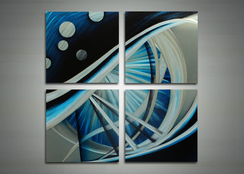 Visions of Blue - Abstract Metal Wall Art - 32x32in