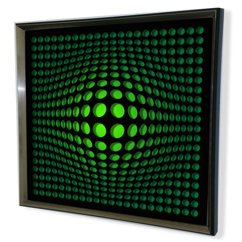 Modern Black Tinted Mirror - Acrylic Vortex Mirror - Green  32x32"