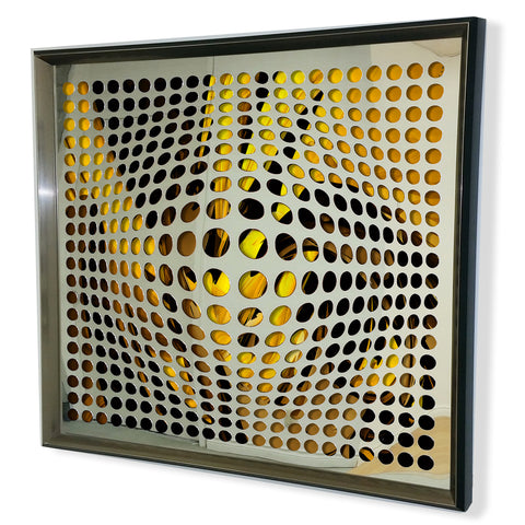 Modern Acrylic Mirror - Framed Vortex Art  - Green and Black  32x32"