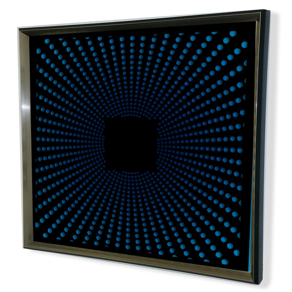 Modern Black Tinted Mirror -Sunburst- Framed 3D Acrylic Mirror Art -Red  32x32"