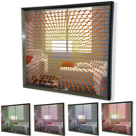 Modern Mirror -Sunburst- Framed 3D Acrylic Mirror Art -Orange  32x32"