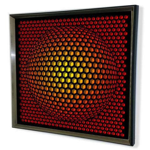Modern Sphere 3D Mirror - Black Tinted Mirror - Red 32x32"