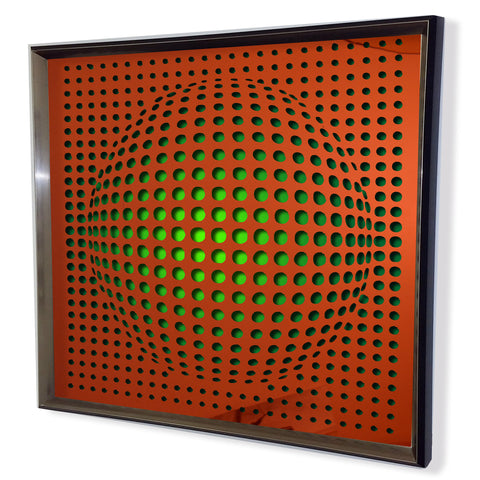 Modern Sphere 3D Mirror - Red Tinted Mirror - Green 32x32"