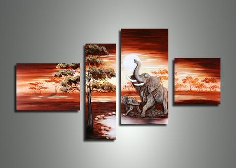 Elephant Africa Painting 408 - 56x34in
