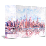 Pink Bay Cityscape  - Large Canvas Art PT3321