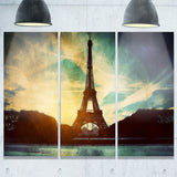 eiffel tower retro style cityscape canvas wall art print PT6079