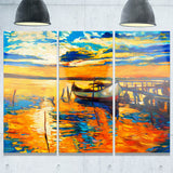 boat and jetty at sunset landscape canvas artwork PT6084