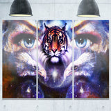 tiger, eagles and woman eyes collage animal canvas print PT6087