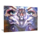 tiger, eagles and woman eyes collage animal canvas print PT6087