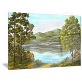 mountain lake with blue water landscape canvas art print PT6167