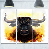 Fierce Bull Illustration Animal Canvas Art Print