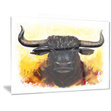 Fierce Bull Illustration Animal Canvas Art Print