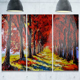 autumn forest with red leaves landscape canvas print PT6236
