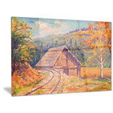 railway track in village landscape canvas art print PT6265