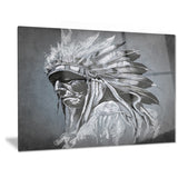 american indian tattoo art portrait canvas print PT6372