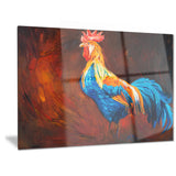 blue and orange rooster animal canvas art print PT6518