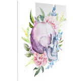 skull with flower borders digital floral canvas art print PT6633