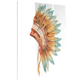 feathers on ethnic skull digital canvas art print PT6638