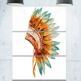 feathers on ethnic skull digital canvas art print PT6638