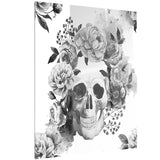 peony watercolor skull digital canvas art print PT6648