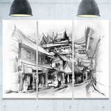 city street illustration cityscape canvas art print PT6655