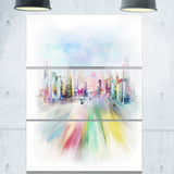 silhouette of big city digital cityscape canvas art print PT6667