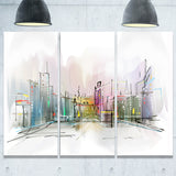 city in a distance illustration cityscape canvas print PT6694