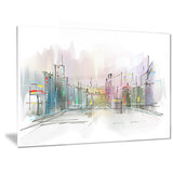 city in a distance illustration cityscape canvas print PT6694