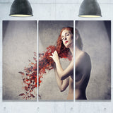 from red hair to leaves contemporary canvas art print PT6704