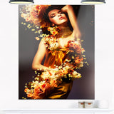 sensual woman in flower robes portrait digital canvas print PT6906