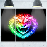 colorful fire lion animal digital art canvas print PT7167