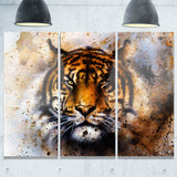 tiger collage with rust design animal digital art canvas print PT7189