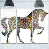 rainbow patterned horse animal digital art canvas print PT7389