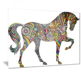 rainbow patterned horse animal digital art canvas print PT7389