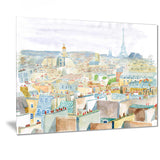 city of paris watercolor cityscape canvas art print PT7467