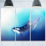 killer whale and sea animal digital art canvas print PT7471