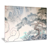 chinese blue tree art floral painting canvas print PT7495