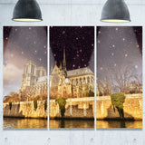 notre dame cathedral at night cityscape photo canvas print PT7574