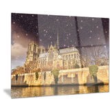 notre dame cathedral at night cityscape photo canvas print PT7574