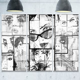 many girl faces collage portrait digital art canvas print PT7587