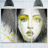 girl with yellow eye line portrait digital art canvas print PT7594