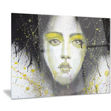 girl with yellow eye line large portrait digital art canvas print PT7596