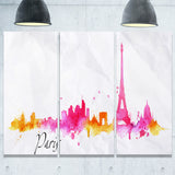 paris pink silhouette cityscape painting canvas print PT7604