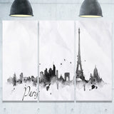 paris with eiffel silhouette cityscape painting canvas print PT7607