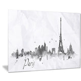 paris with eiffel silhouette cityscape painting canvas print PT7607