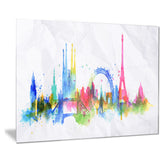 colorful paris silhouette cityscape painting canvas print PT7609