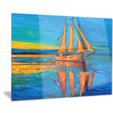 brown sailing boat seascape painting canvas print PT7623